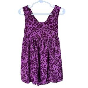 Blue Ginger Girls Sz 4 Summer Dress Purple Printed Sleeveless Rayon